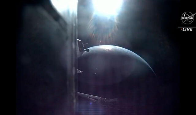La Tierra captada por la cámara de la nave Orión. Fotocaptura: NASA