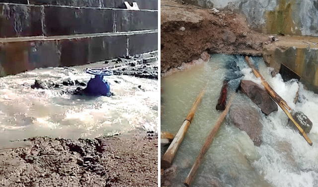 Problema. Agua sale a chorros por debajo de estructura. Foto: La República