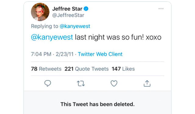 El influencer Jeffree Star eliminó un antiguo tweet sobre Kanye West. Foto:  captura Jeffree Star / Twitter