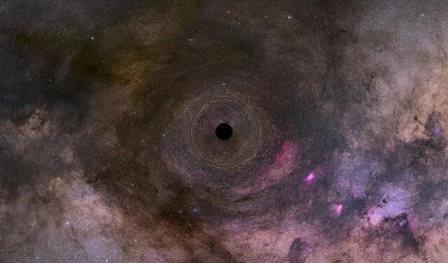 Ilustración de un agujero negro errante, que viaja a la deriva por la Vía Láctea. Foto: FECYT / IAC