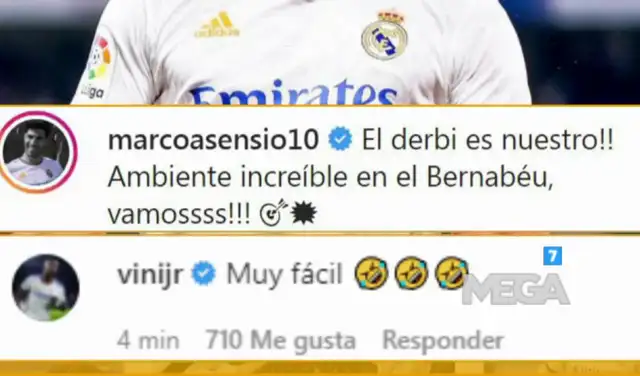 Vinicius escribió este comentario en Instagram. Captura: Instagram.