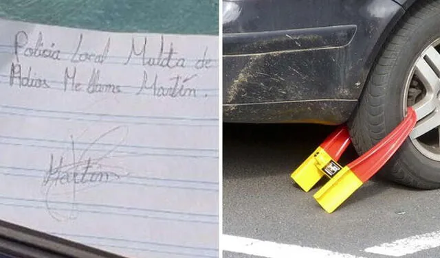 Facebook viral: niño ‘multa’ con 2.000 euros a vehículo mal estacionado y le deja una nota