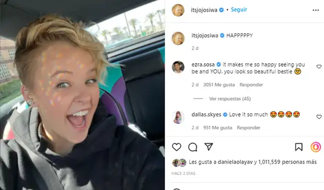 7.4.2022 | Publicación de JoJo Siwa sobre su nuevo corte de cabello. Foto: JoJo Siwa/Instagram