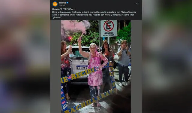 Facebook viral: mujer termina la escuela secundaria a los 70 años y recibe las felicitaciones de su familia