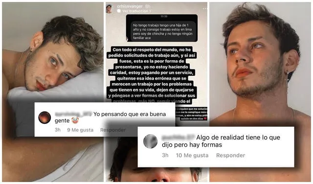 Critican a influencer peruano por responder mal a una seguidora que le pidió trabajo. Foto: Instagram