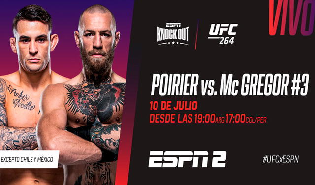 La pelea McGregor vs. Poirier será transmitida EN VIVO por ESPN 2 para Perú y Sudamérica (excepto Chile). Foto: ESPNKnockOut/Twitter