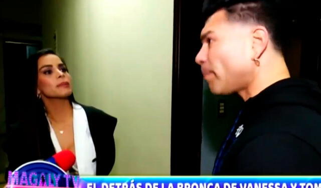 Vanessa Lopez encaró al 'Tomate' Barraza y le mencionó nombres de mujeres con quien el cantante la habría sido infiel. Foto: captura/ATV
