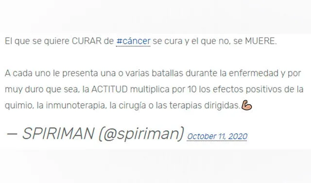 Médico español indigna a Twitter: “El que se quiere curar de cáncer se cura y el que no, se muere”