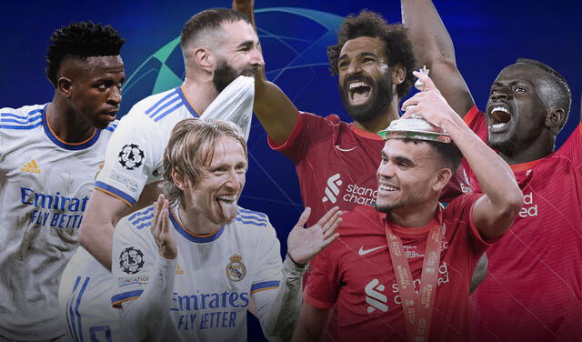 Real Madrid vs. Liverpool: Vinícius, Modric y Benzema enfrentarán a Salah, Mané y Díaz. Foto: composición GLR