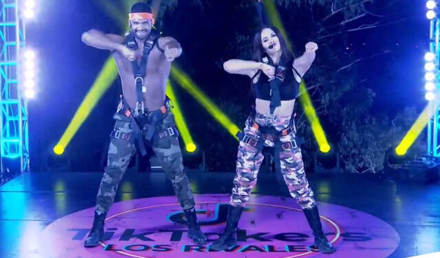 Angie Arizaga y Alejandro Pino en "TikTokers: los rivales". Foto: captura América TV.