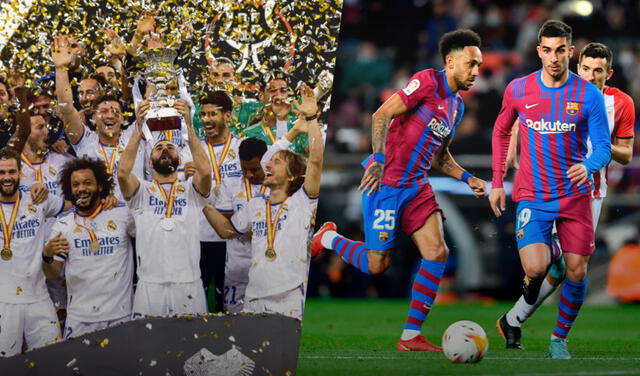 Real Madrid recibirá a FC Barcelona por el tercer derbi de la temporada 2021-2022. Foto: composición GLR/AFP