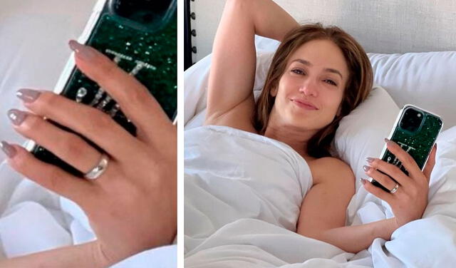 Jennifer Lopez deja ver su anillo de boda.  Foto: Jennifer Lopez/Instagram