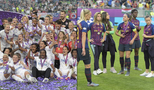 Lyon venció 4-1 al Barcelona en la final de la Champions League Femenina del 2019. Foto: composición de AFP