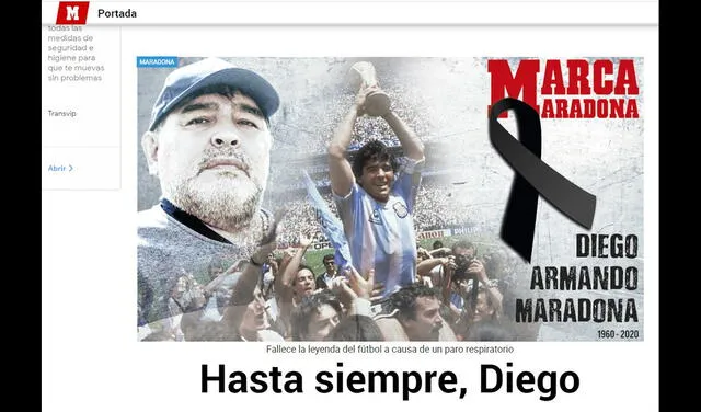 Así informaron medios deportivos sobre la muerte de Maradona