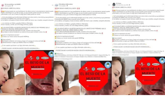 El post “No besar a los bebés en las bocas” es viral en Facebook-2020. Foto: captura en Facebook.