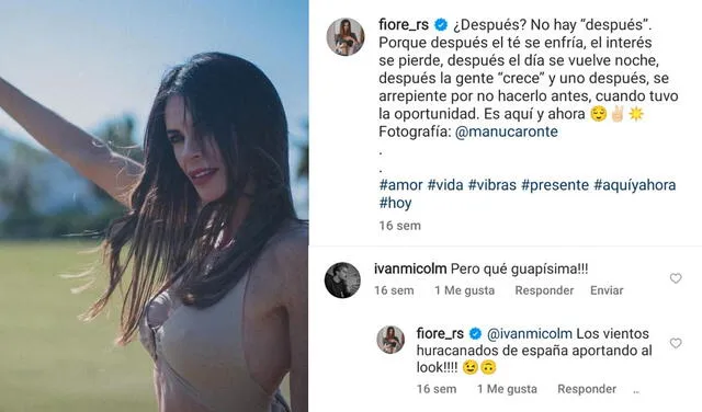 Primera comentario de Iván Micol en una publicación de Fiorella Rodríguez. Foto: captura Fiorella Rodríguez/Instagram