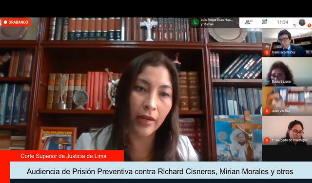 Audiencia virtual en donde la fiscal Sánchez-Porturas desiste de su solicitud contra los exfuncionarios del Mincul. Foto: Captura de video.