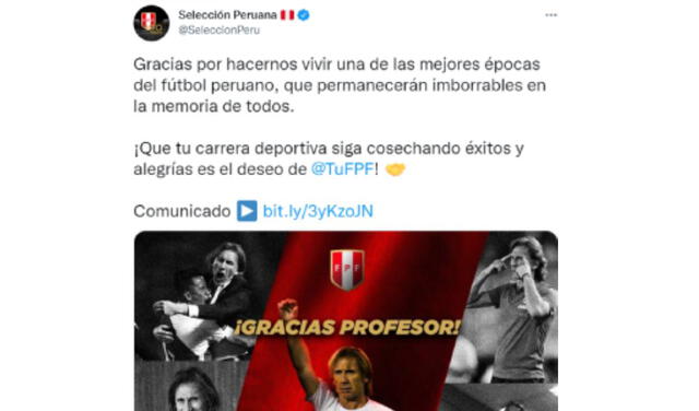 Publicación de la selección peruana. Foto: captura de FPF