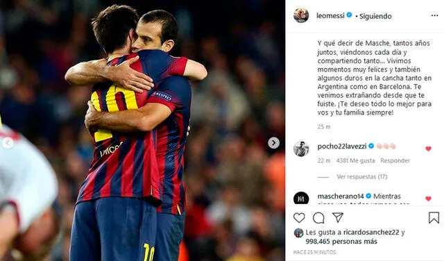 Lionel Messi: mensaje a Mascherano