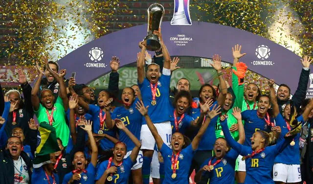 Brasil liderado por la mítica Marta ganó la Copa América en Chile 2018. Foto: Conmebol