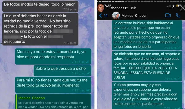 15.1.2021  | Captura de la conversación entre Shenaaz September y Mónica Chacón. Foto:  Shenaaz September  / Instagram