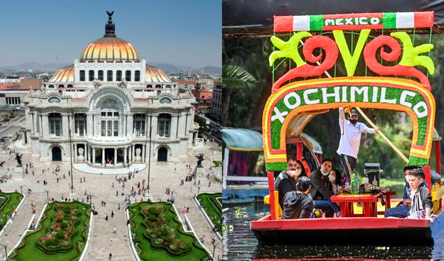 El Palacio de Bellas Artes y los canales de Xochimilco son dos atractivos de la Ciudad de México. Foto: INBAL/AFP