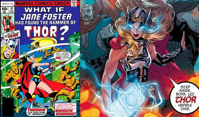 What if...? mostró a Jane Foster con el martillo de Thor años antes de que ocurriese en la continuidad principal de los cómics. Foto: Marvel Comics