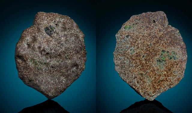 Dos vistas de una pieza de EC 002. Foto: Museo de Gemas y Minerales de Maine