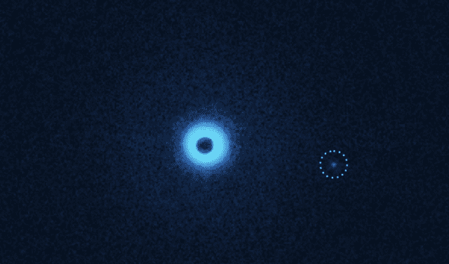 Foto en infrarrojo de exoplaneta, polarizada para hacer visibles los discos de polvo. Foto: C. Ginski/ESFERA