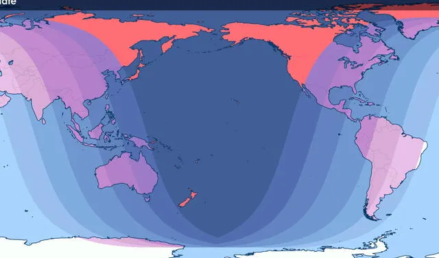 Mapa del eclipse lunar del 8 de noviembre de 2022. Imagen: Time and Date