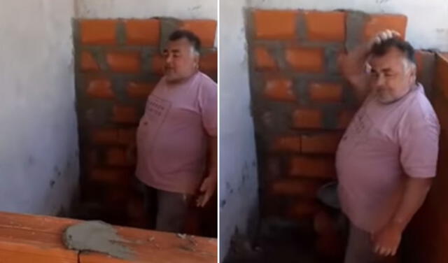 Albañil se confunde al construir una habitación y la deja sin puerta [VIDEO]