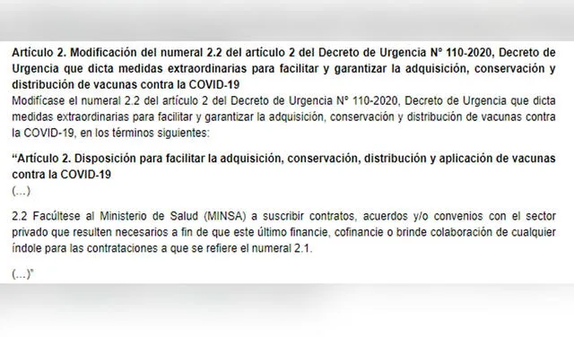 Modificación del Decreto de Urgencia. Foto: El Peruano