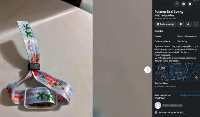 Facebook viral: joven vende a 150 soles la pulsera led que le entregaron gratis en el concierto de Bad Bunny