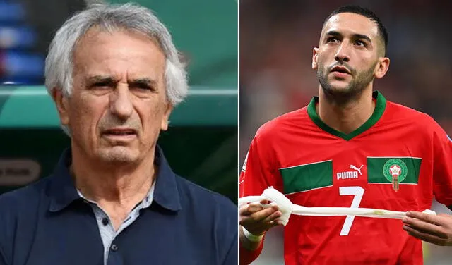 Haber 'borrado' a Ziyech de la selección le costó el puesto a Halilhodzic. Foto: composición AFP/EFE