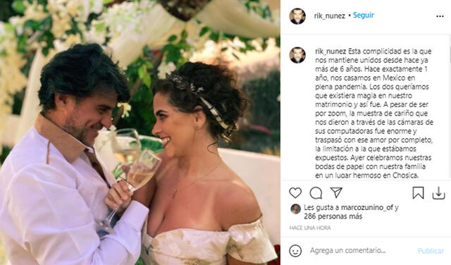 22.8.2021 | Post de Ricardo Núñez celebrando sus bodas de papel. Foto: captura Ricardo Núñez  / Instagram