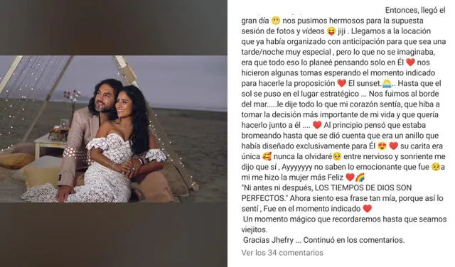 11.2.2022 | Segunda parte del post de Mayella Lloclla sobre su proposición de matrimonio. Foto: captura Mayella Lloclla/Instagram
