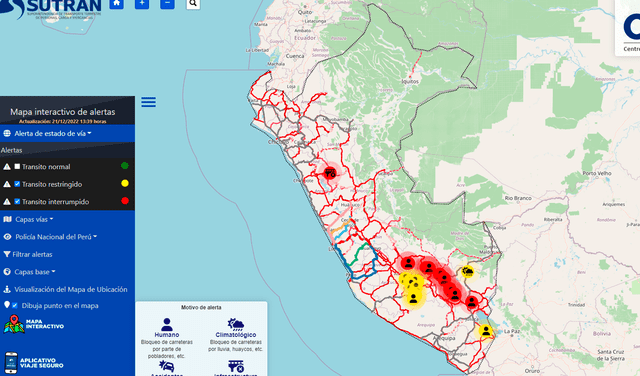 Bloqueo de carreteras hoy 2022: Sutran informa, en tiempo real, la situación de las vías en Perú