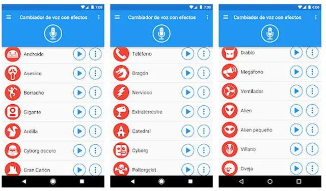 Efectos disponibles. Foto: captura de Play Store