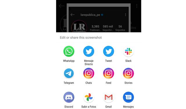Cada vez que hagas una captura de pantalla con Google Assistant, se abrirá la herramienta de compartir. Foto: La República