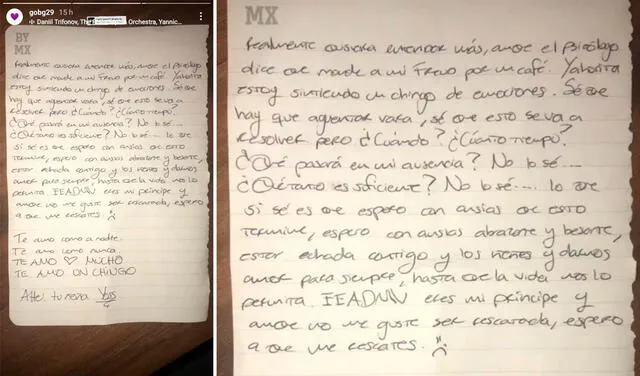10.7.2021 | Segunda parte de la carta que YosStop le envió a su novio. Foto: Gerardo González / Instagram