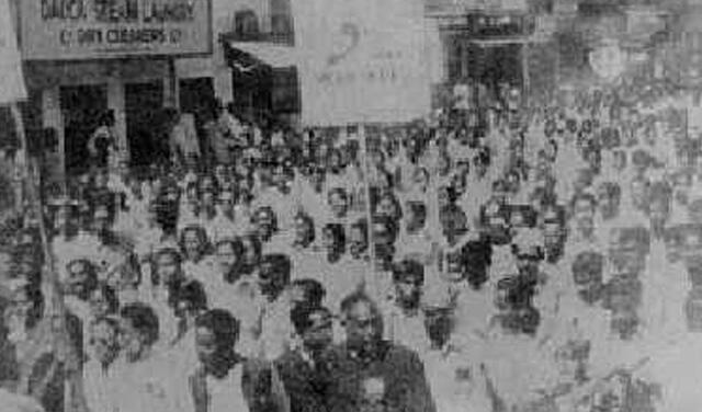 Marcha que tuvo lugar el 21 de febrero de 1952. Foto: Wikipedia