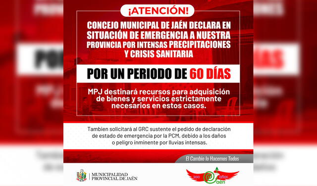 Asimismo, se conoce que se solicitará al Gobierno Regional de Cajamarca sustente el pedido para que se declare en emergencia