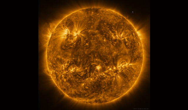 Imagen del disco solar completo, compuesto por 25 tomas. Foto: ESA