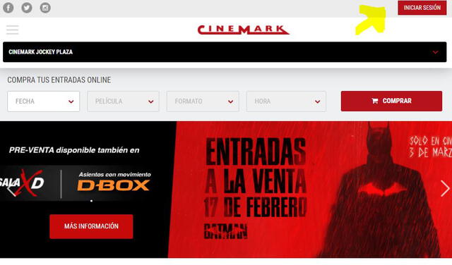 Tutorial para comprar entradas en Cinemark. Foto: captura