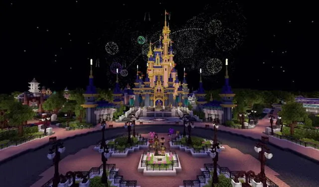 La fiel recreación del Magic Kingdom de The Walt Disney World en Minecraft. Foto: Mojang