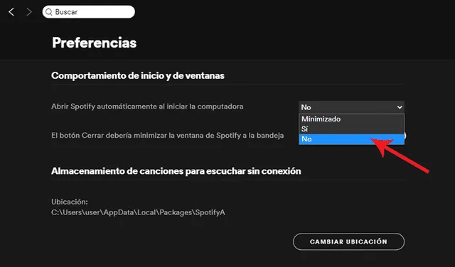 Desactivar la función desde la aplicación de Spotify. Foto: La República