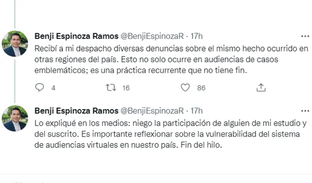 Benji Espinoza Ramos. Foto: Twitter