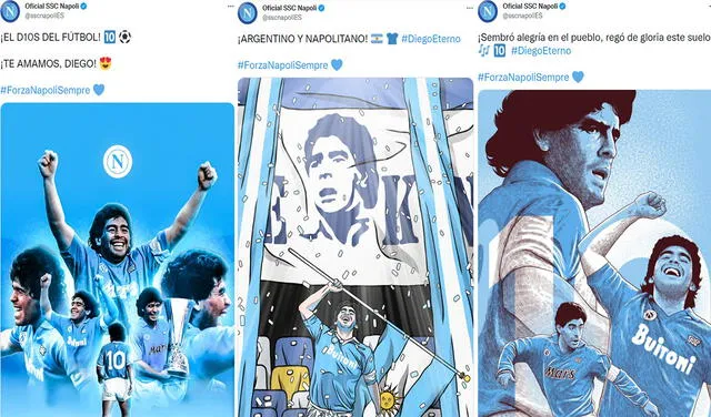Clubes recuerdan a Diego Maradona. Foto: Napoli