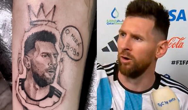 Hincha de Lionel Messi se tatúa en la pierna su icónica frase: ¿Qué mirás, bobo?