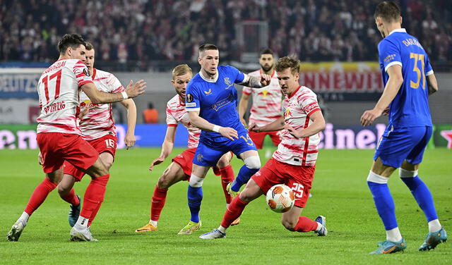 RB Leipzig ganó de local por 1-0 a Rangers por la Europa League. Foto: AFP